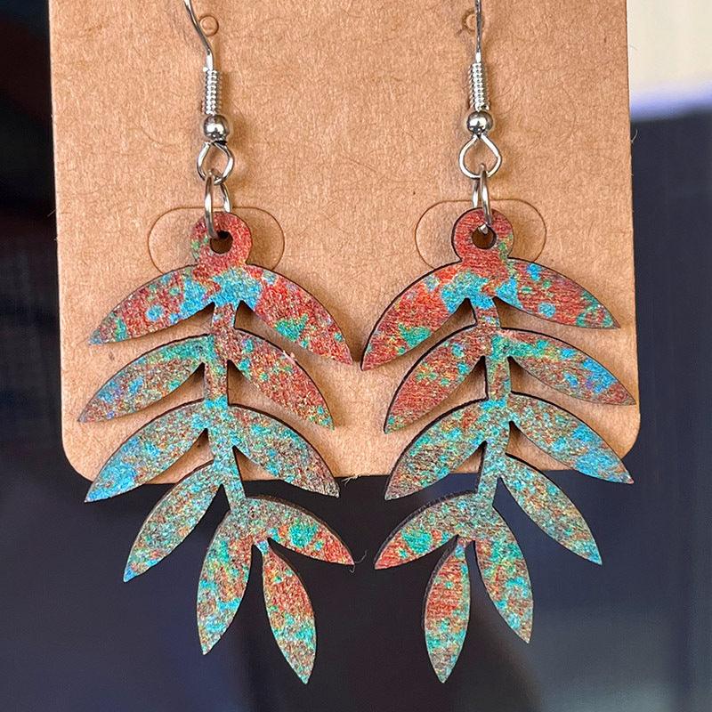 Wooden Dangle Earrings Style D One Size