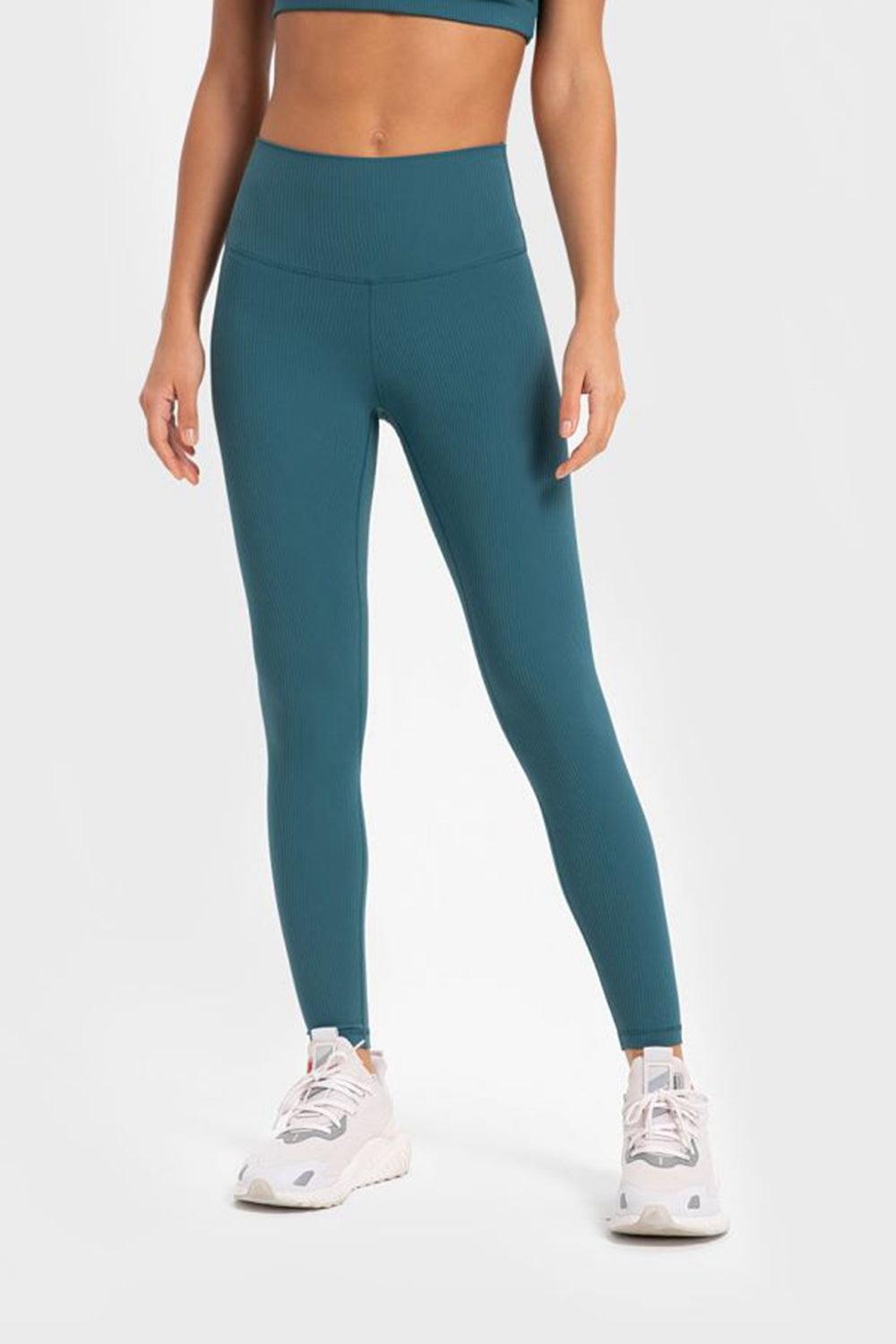 Millennia Highly Stretchy Wide Waistband Yoga Leggings Teal