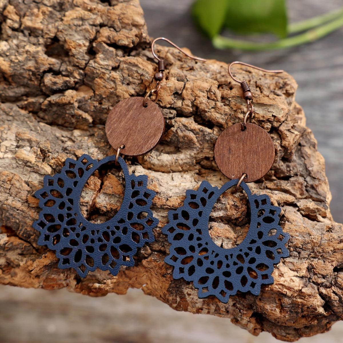 Geometric Cutout Dangle Earrings Dusty Blue One Size
