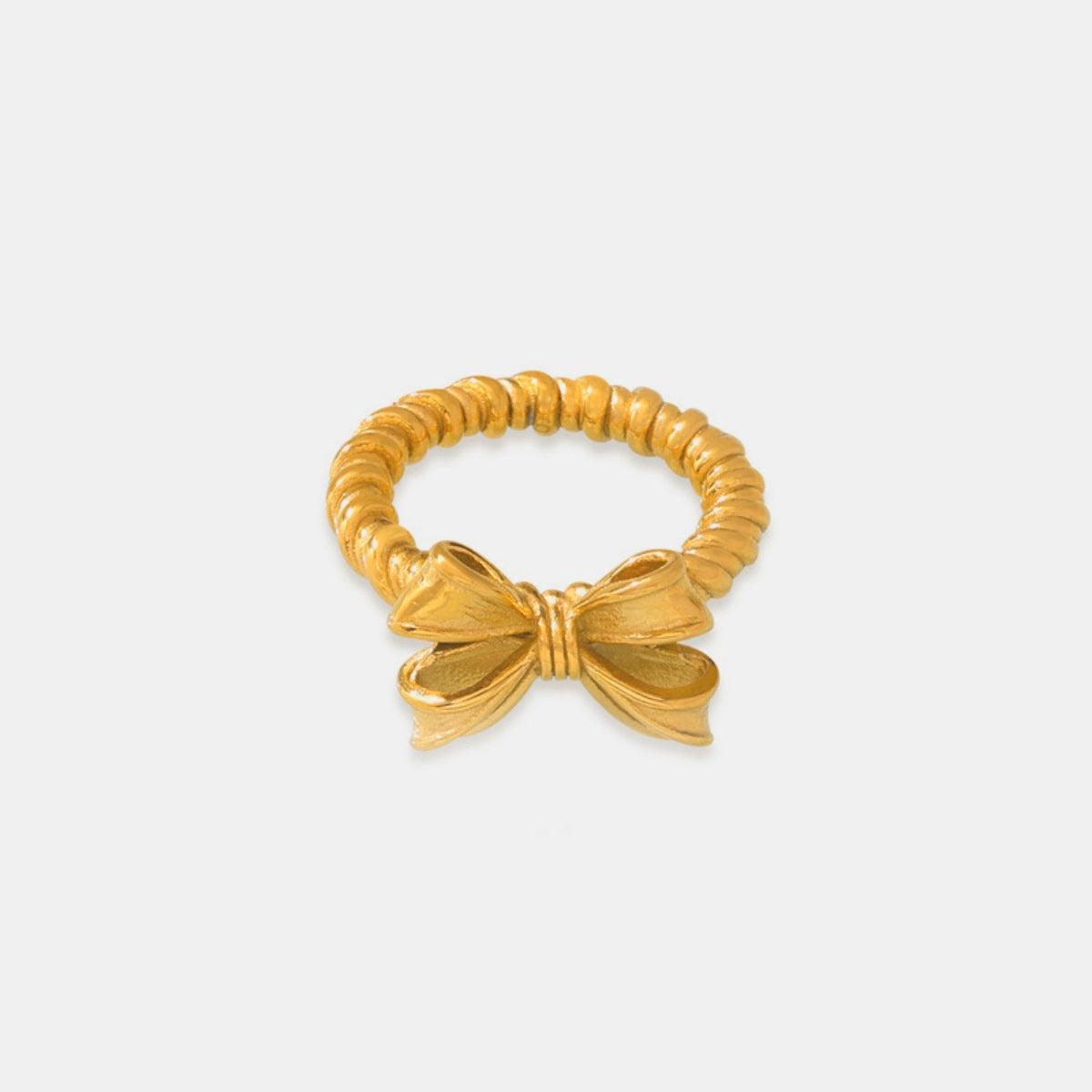 Twisted Titanium Steel Bow Ring Gold
