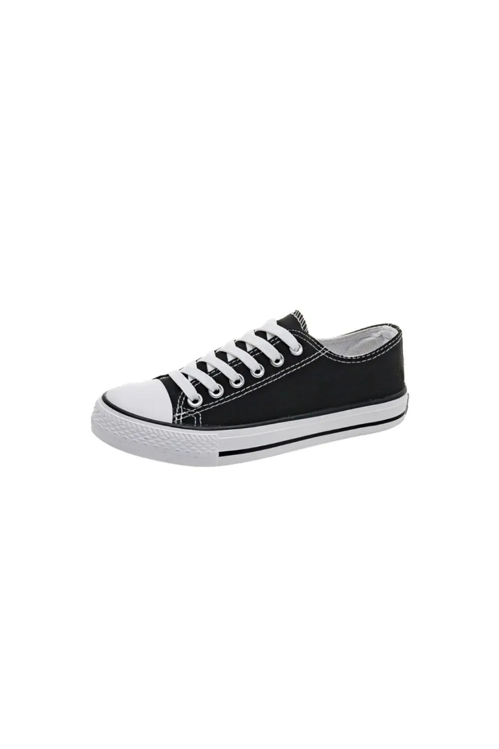 Lace Up Round Toe Canvas Sneakers Black