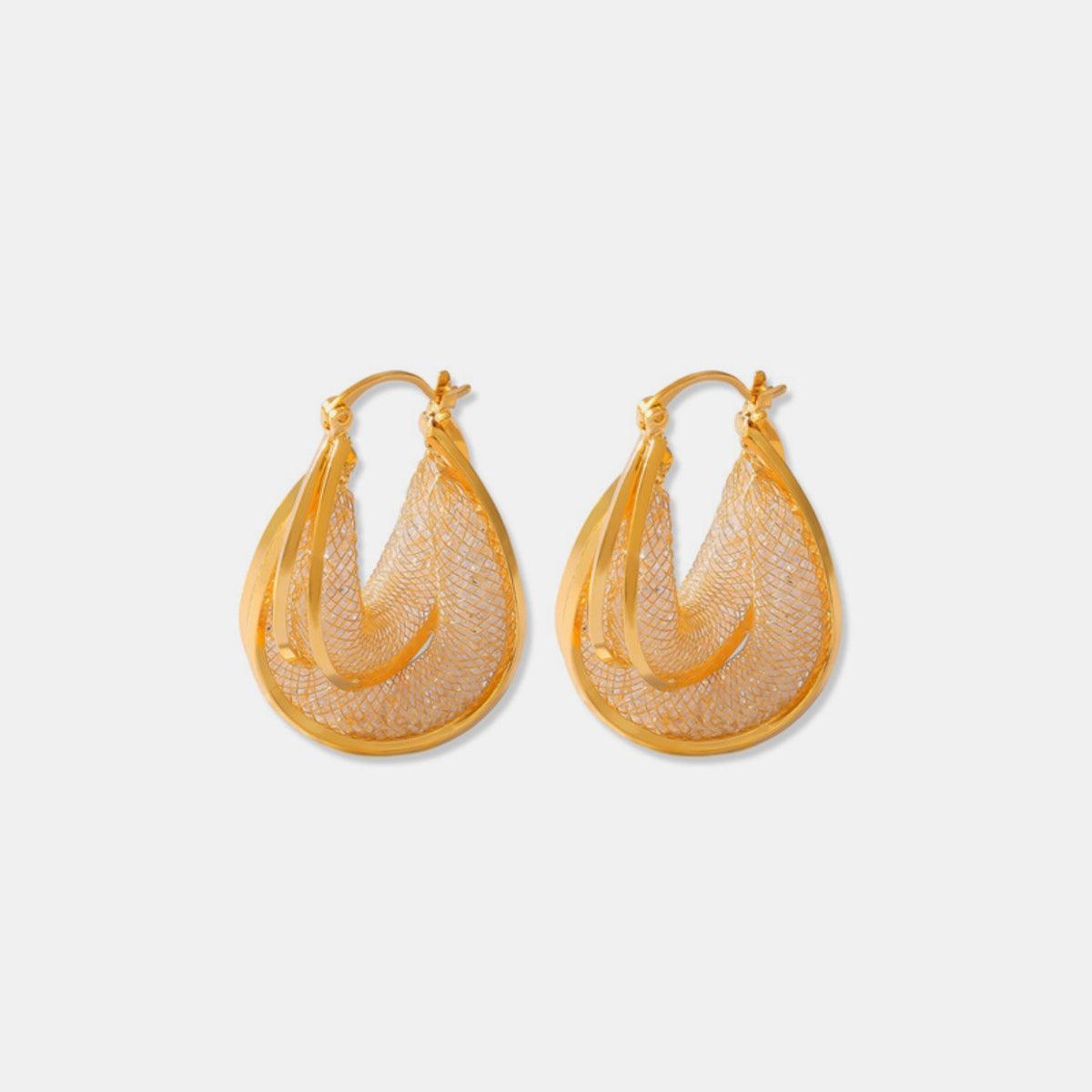 Copper Glass Stone U Shape Earrings Gold One Size