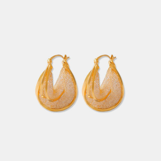 Copper Glass Stone U Shape Earrings Gold One Size