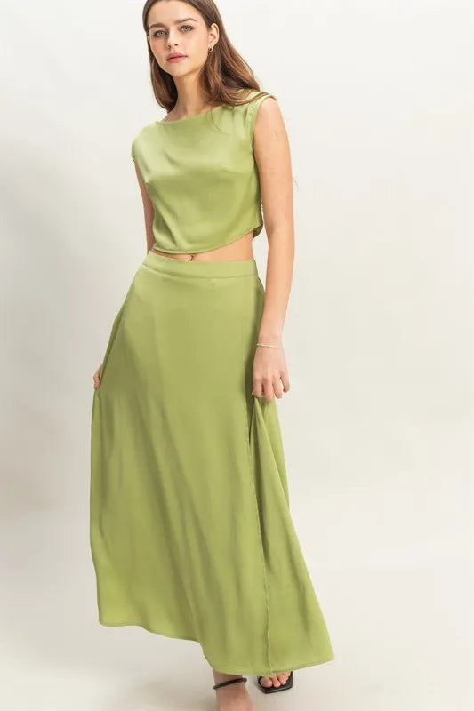 HYFVE Sleeveless Top and Maxi Skirt Set MATCHA