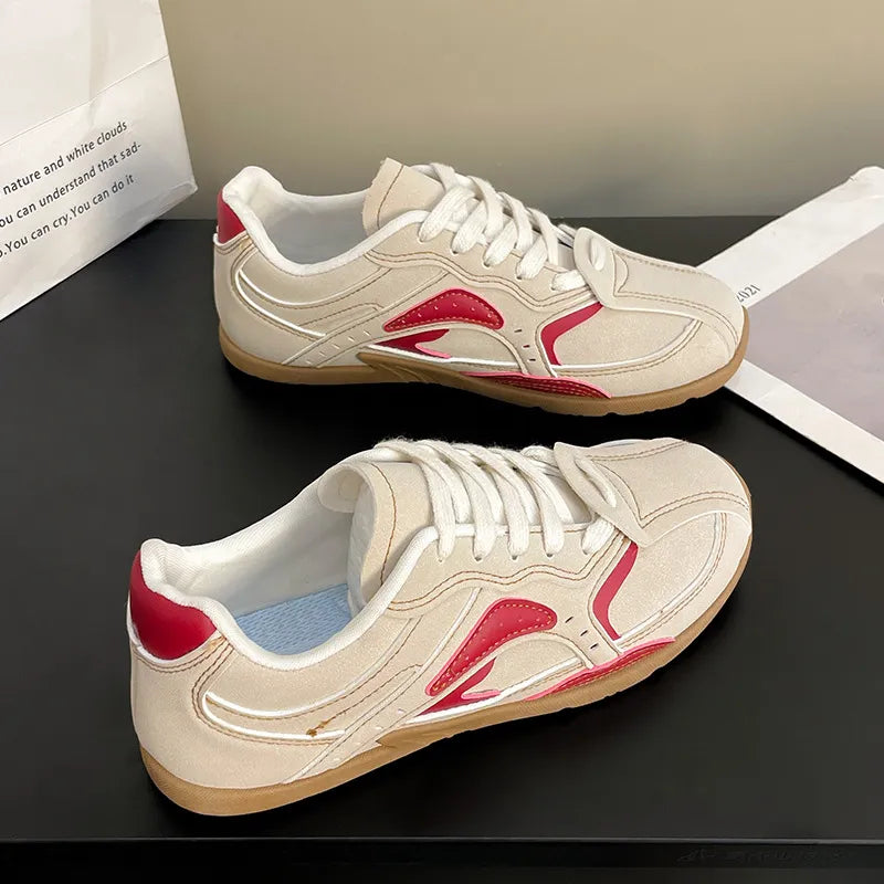 Contrast Flat Sneakers Red