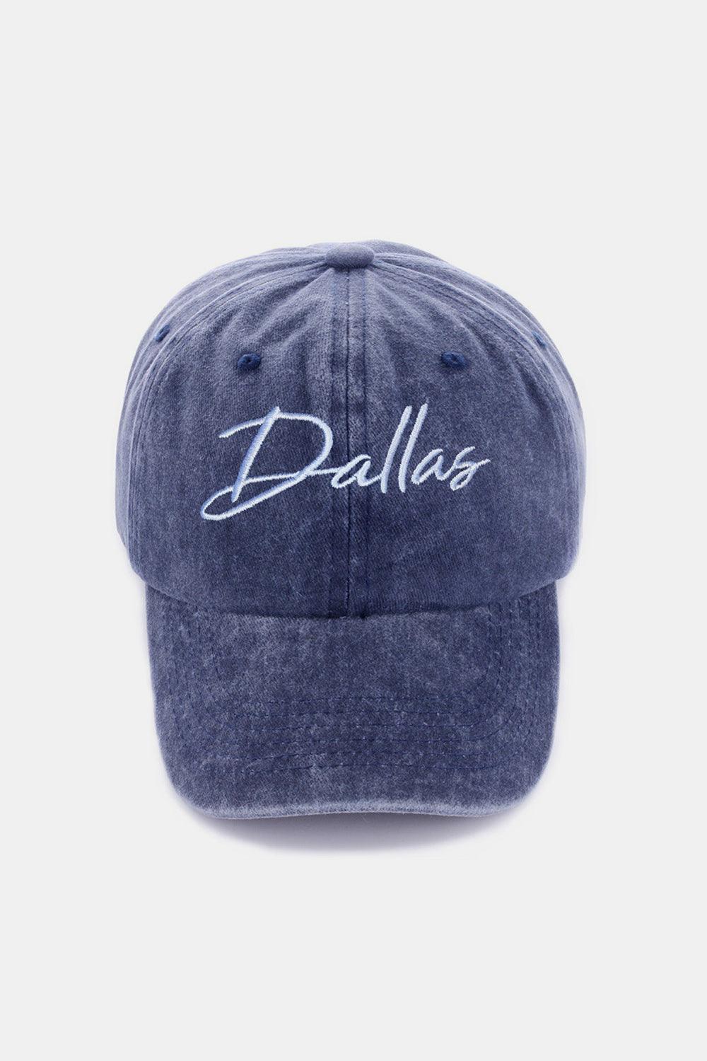 Zenana Washed DALLAS Embroidered Baseball Cap Dallas Navy One Size