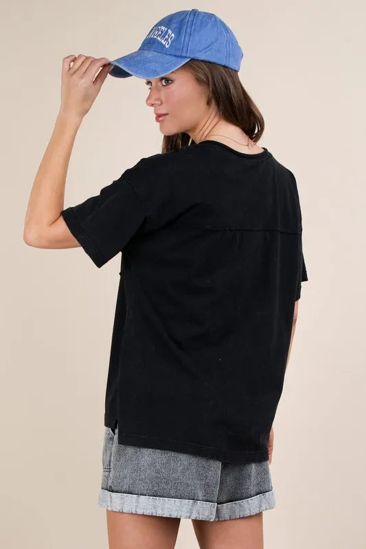 VERY J Mineral Washed V-Neck T-Shirt
