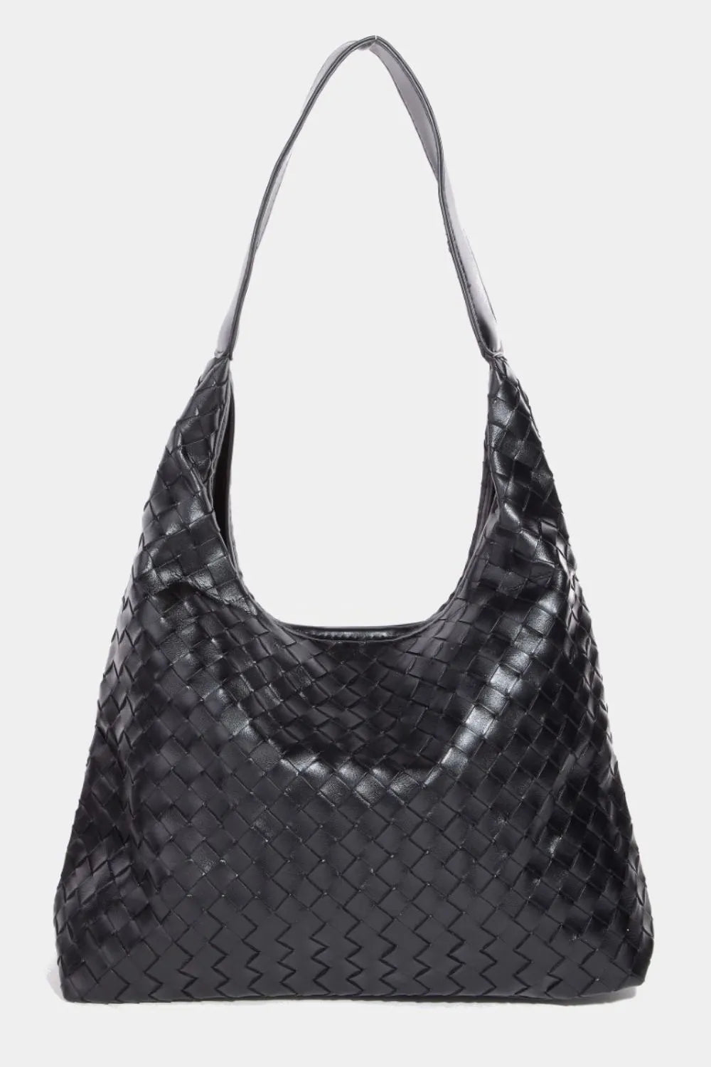 Fame Woven Faux Leather Tote Bag BK One Size