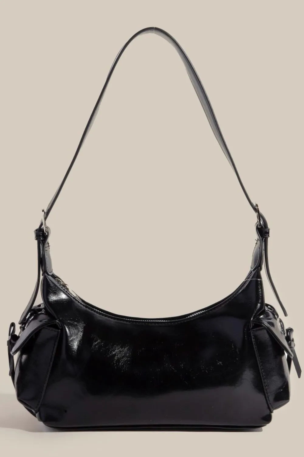 Fame Braided Accent Double Pocket Shoulder Bag Black One Size