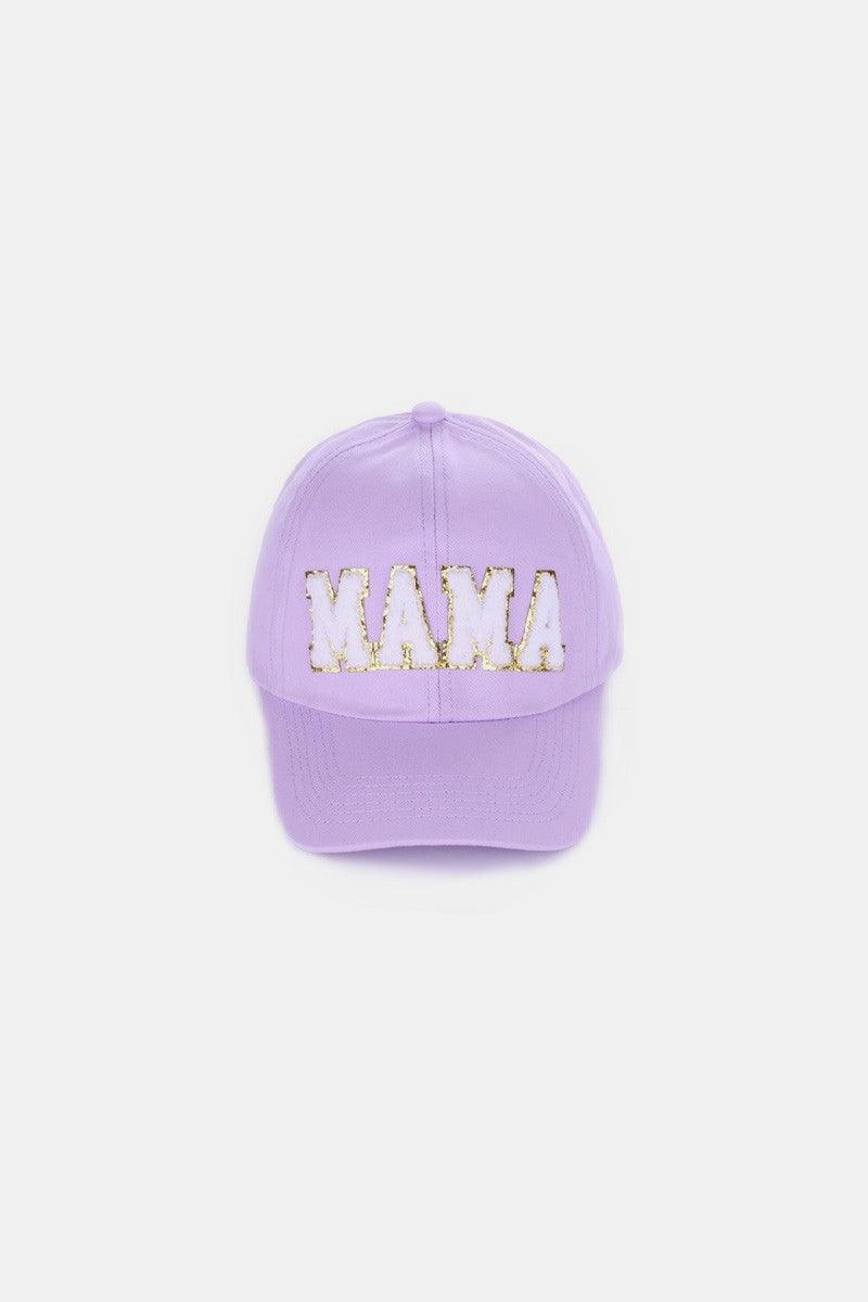 MAMA Chenille Patch Baseball Cap Lavender One Size