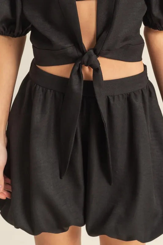 HYFVE Front Tie Top and Bubble Hem Shorts