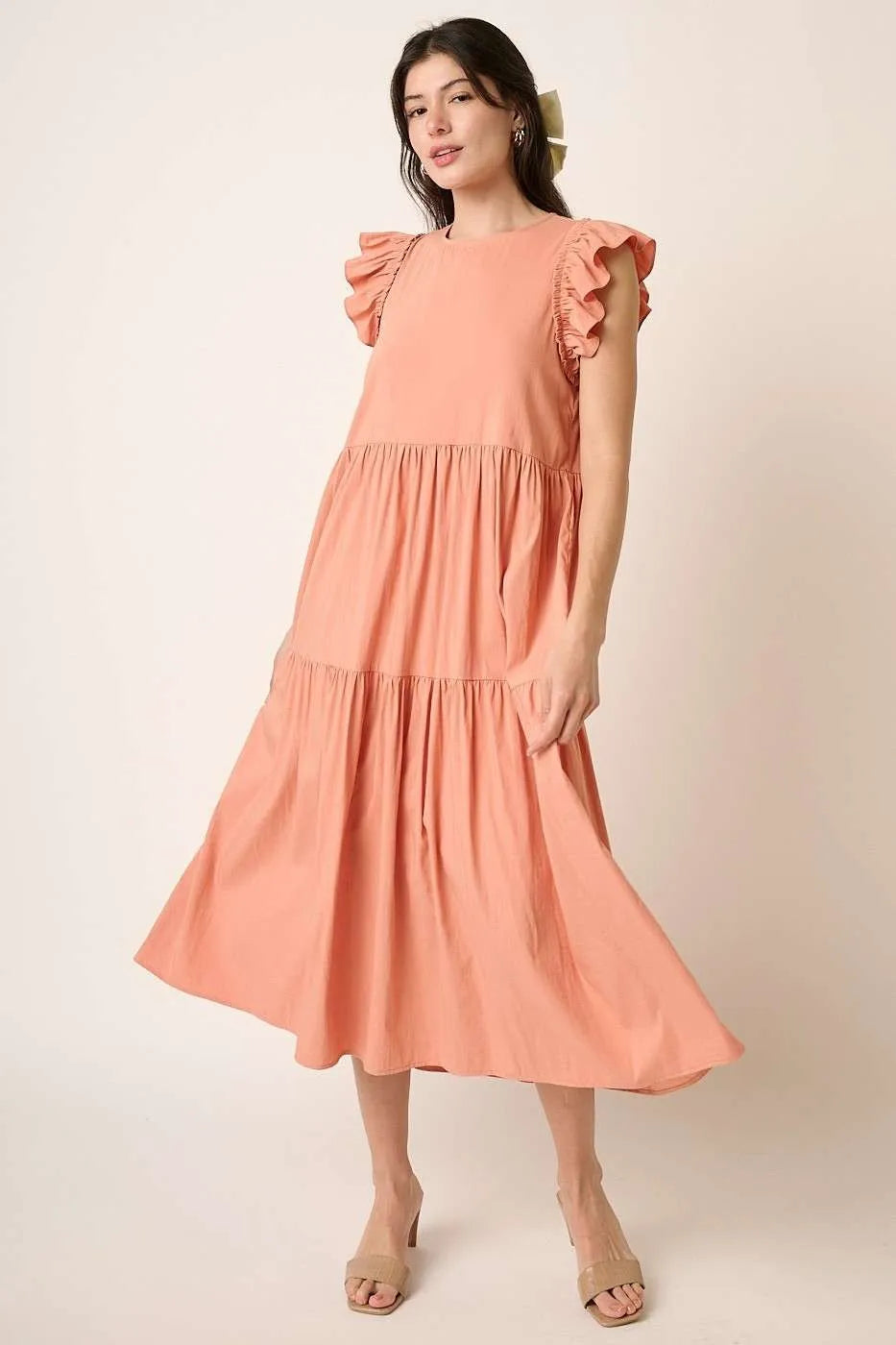 Mittoshop Ruffle Short Sleeve Tiered Maxi Dress