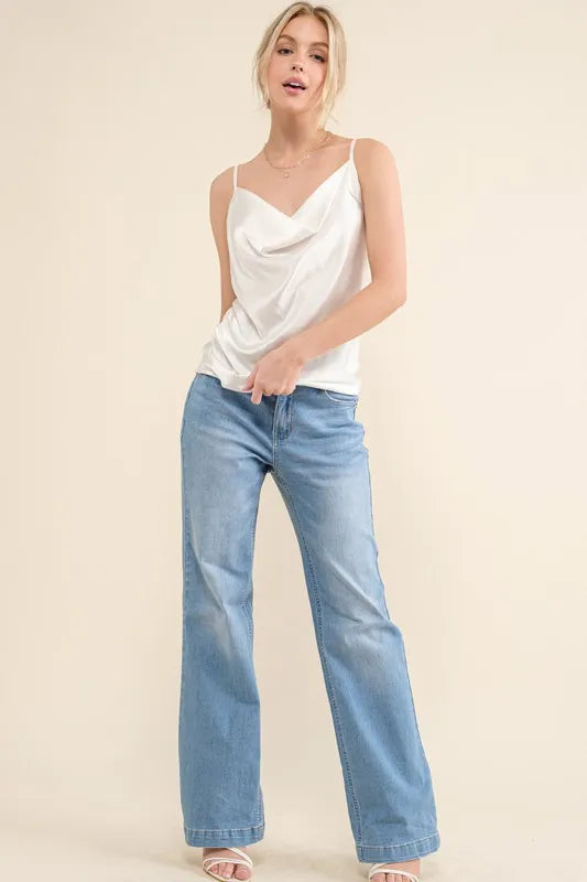 And The Why Satin Cami with Adjustable Strap White