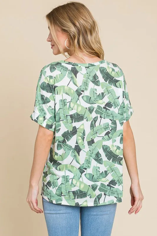 BOMBOM Lightweight Printed Round Neck Short Sleeve T-Shirt