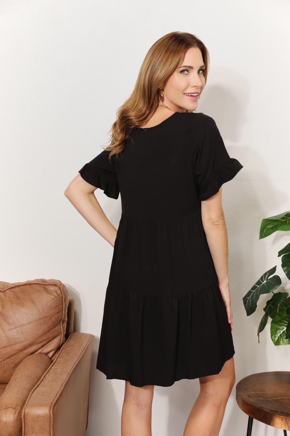 Double Take V-Neck Flounce Sleeve Dress for Effortless Style
