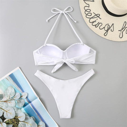 Bikini Push Up Swimwear Bikini Set Pink Swimwear Women Micro Swimsuit Female Bandage Bikini Beach Wear Swimming Two-Piece Swimsuit Summer Swimsuit for Women
