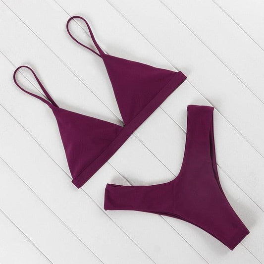 Bikini Swimwear Women Swimsuit Push Up Micro Bikinis Set Swimming Bathing Suit Beachwear Summer Thong Bottom Two Piece Bikini Double Shoulder Straps Cute Swimsuit Triangle Bathing Bikini