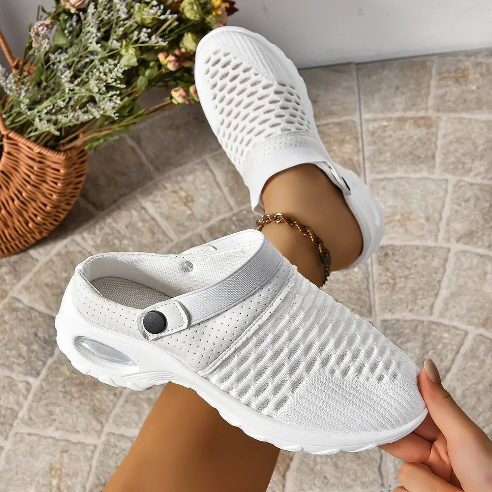 Breathable Mesh Round Toe Sneakers White