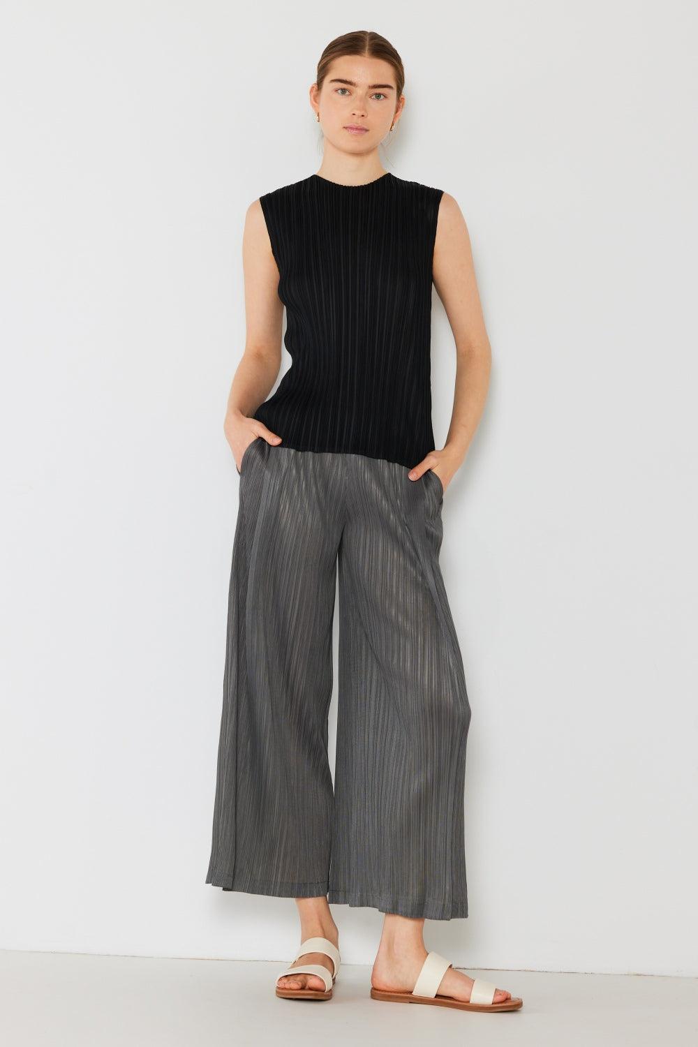 Marina West Swim Pleated Wide-Leg Pants with Side Pleat Detail Deep Gray