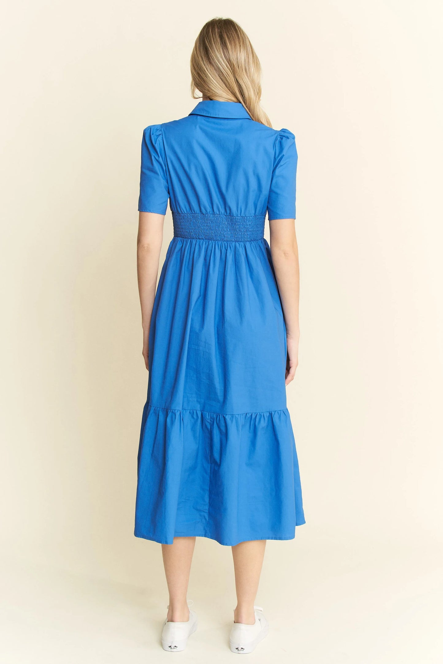 Jade By Jane Short Sleeve Button Down Midi Dress
