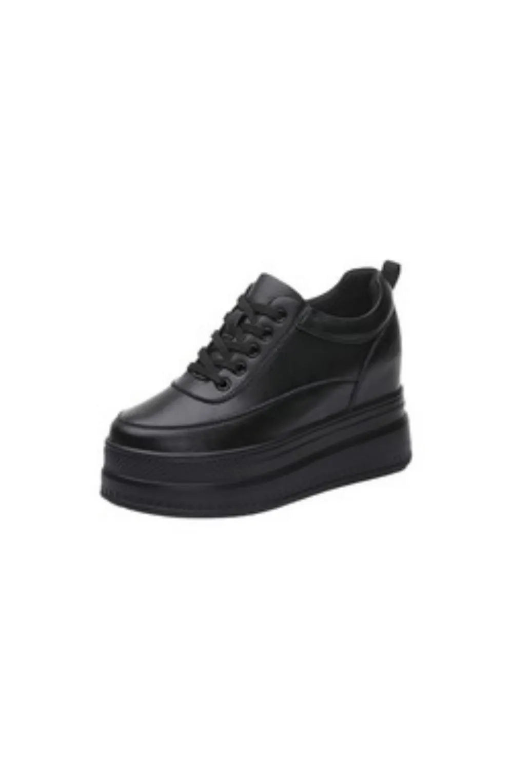 Lace Up Round Toe Platform Sneakers Black