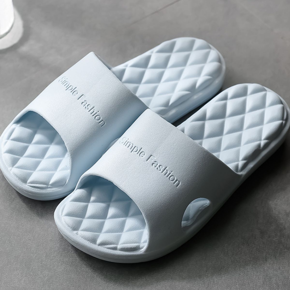 Open Toe Flats Slippers Light Blue