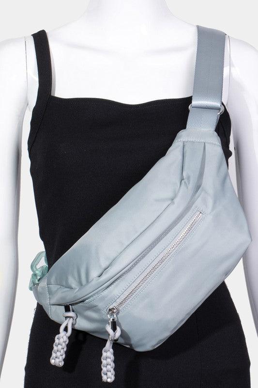 Fame Nylon Crossbody Bag with Adjustable Strap Light Blue One Size