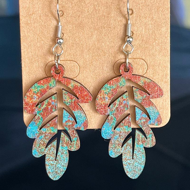 Wooden Dangle Earrings Style E One Size
