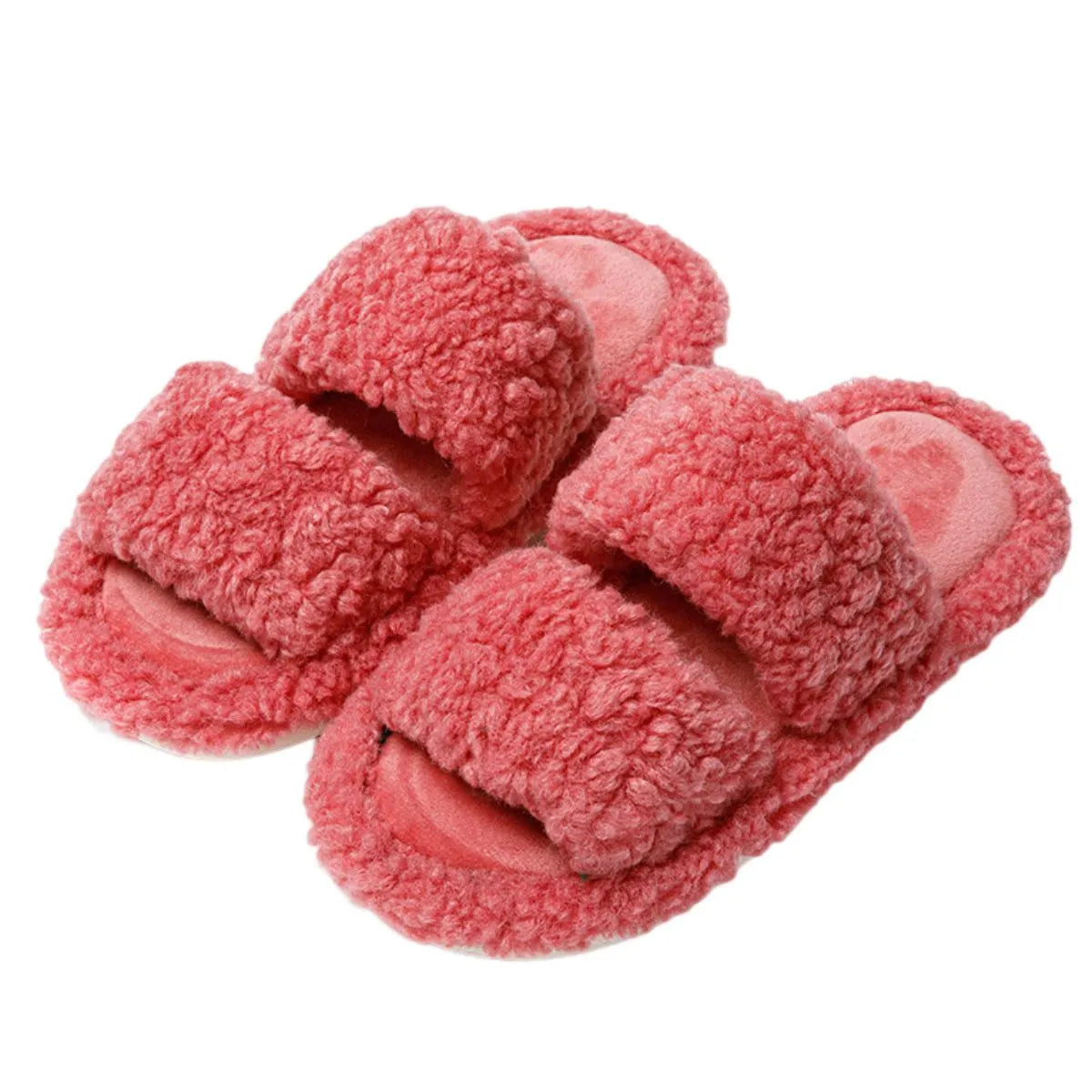 Open Toe Flats Slippers Hot Pink