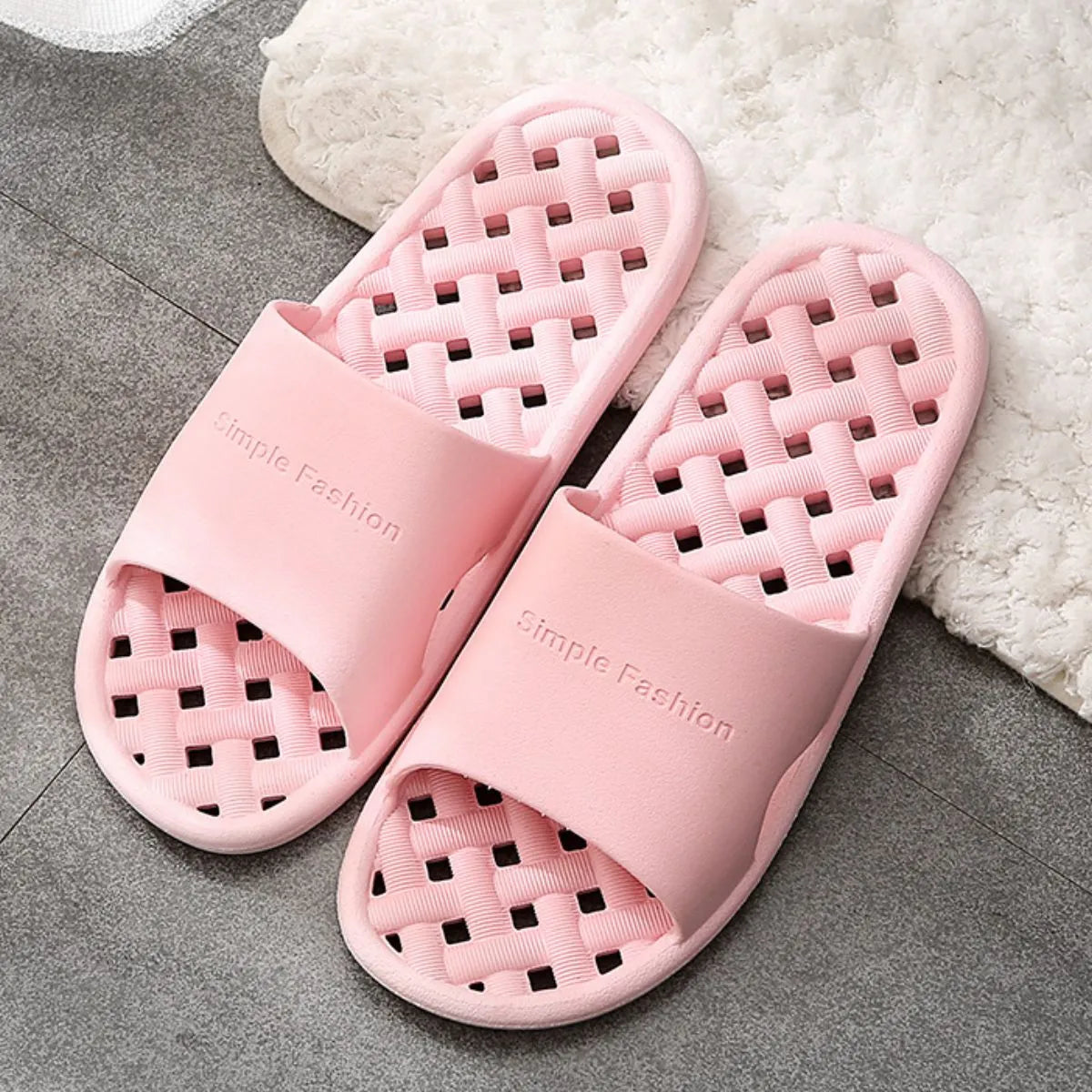 Open Toe Platform Slippers Pink