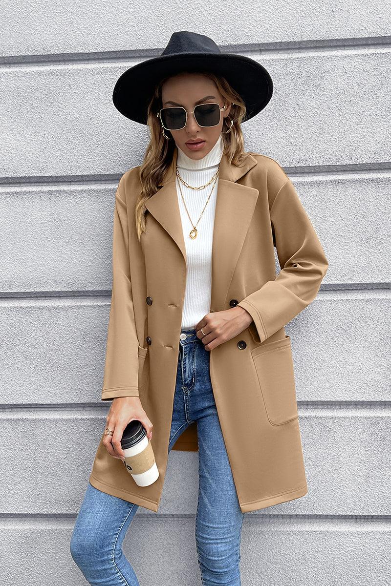 Ivy Lane Lapel Collar Long Sleeve Blazer Camel