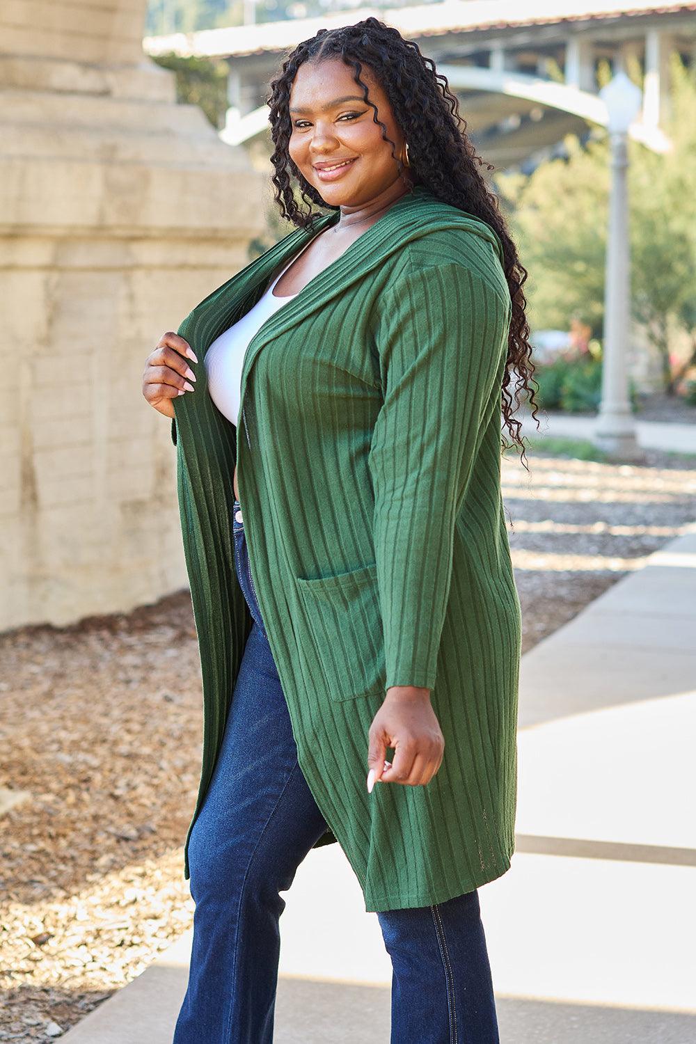 Basic Bae Full Size Hooded Sweater Cardigan for Ultimate Comfort