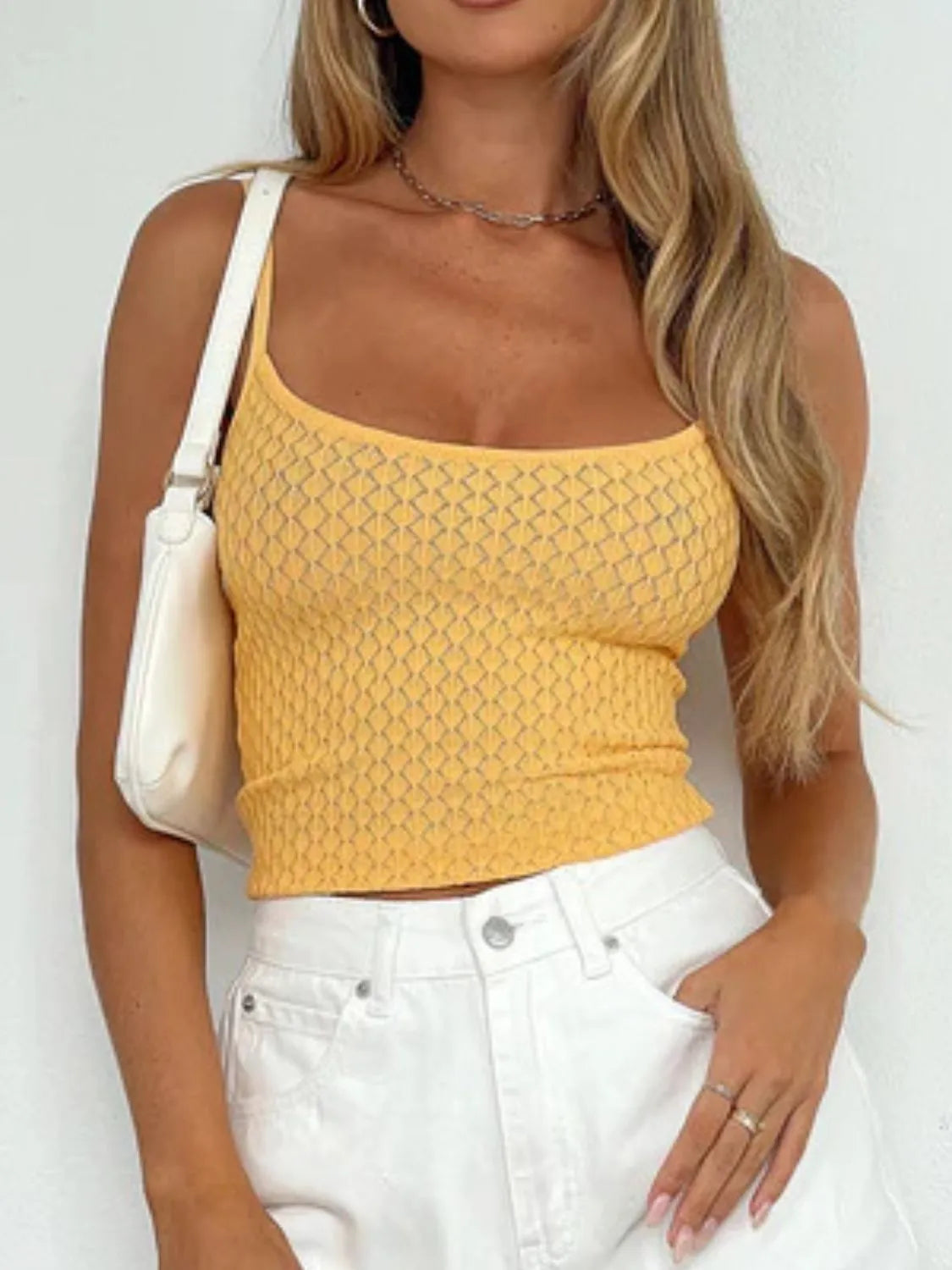 Lace Square Neck Cami Gold