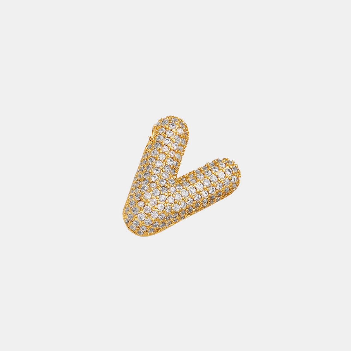 Inlaid Zircon Bubble Initial Necklace Style V One Size