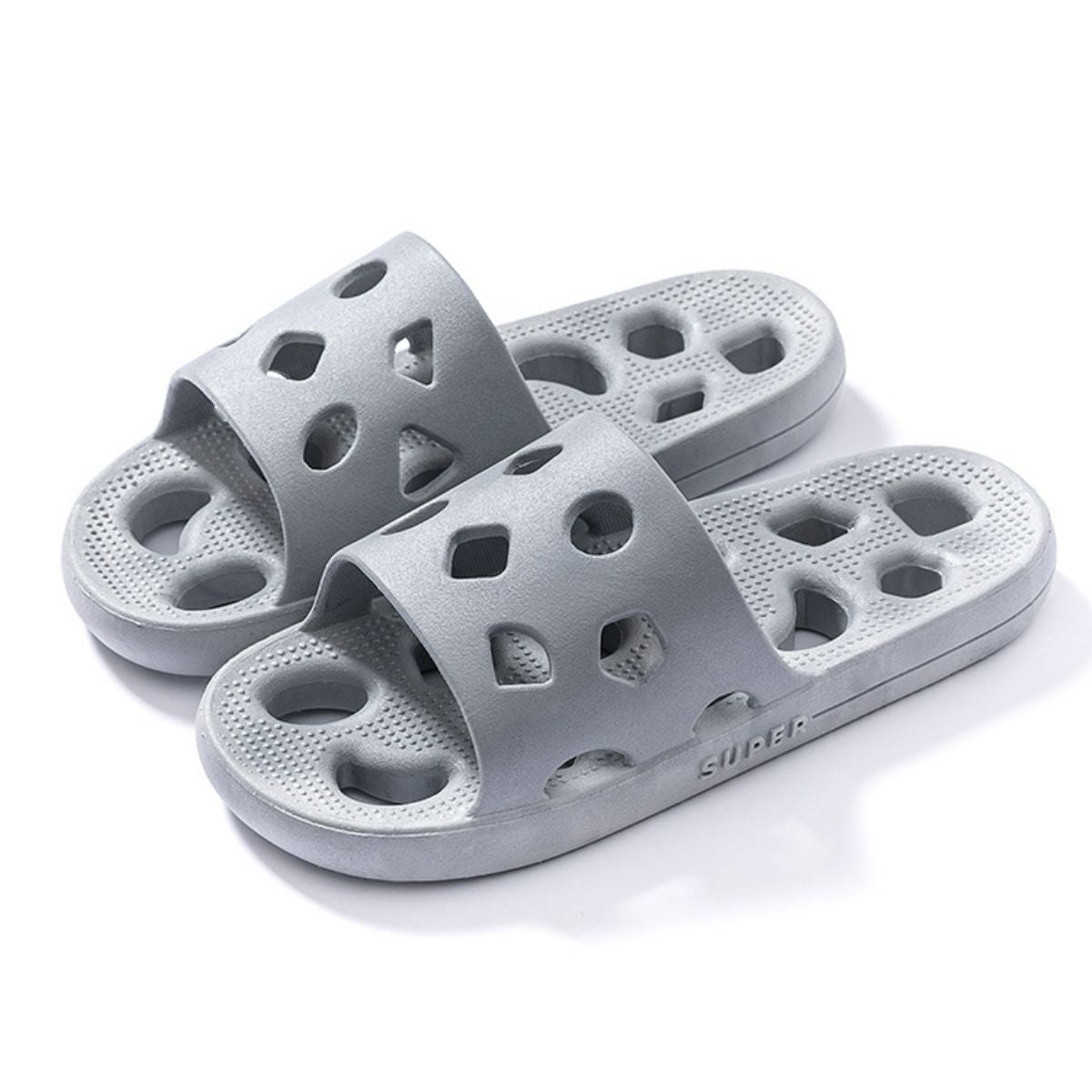 Round Toe Flats Slippers Gray