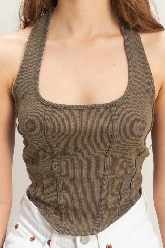 HYFVE Mineral Wash Halter Neck Everyday Top
