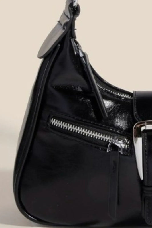 Fame Large Buckle Triple Zipper Hand Bag