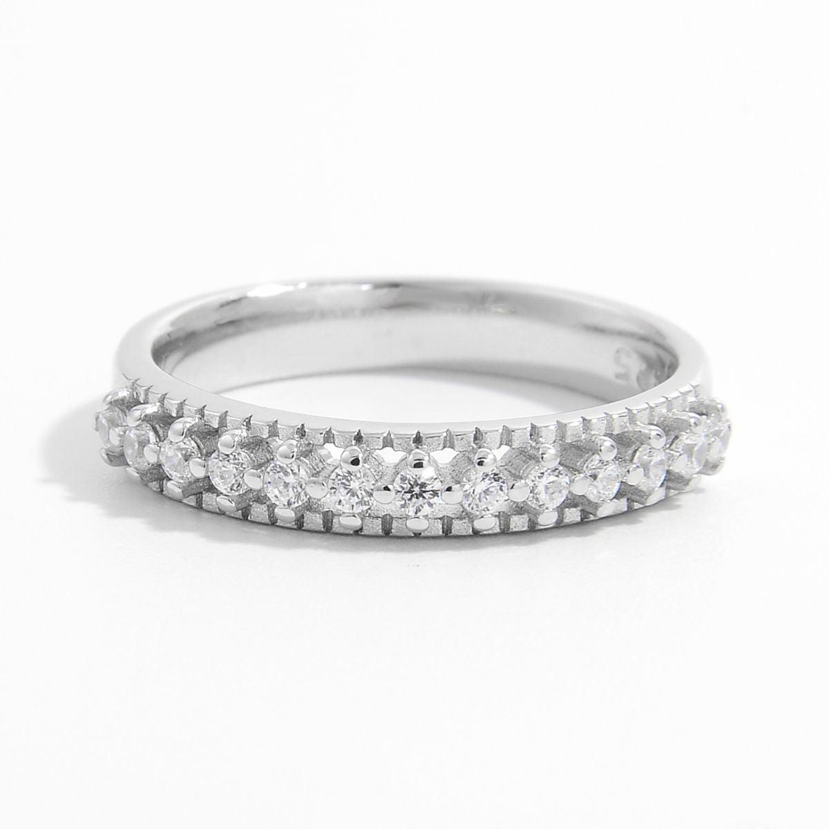925 Sterling Silver Inlaid Zircon Ring Silver