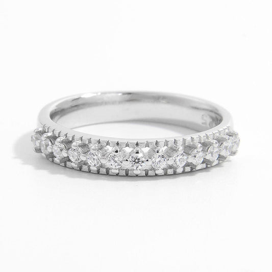 925 Sterling Silver Inlaid Zircon Ring Silver