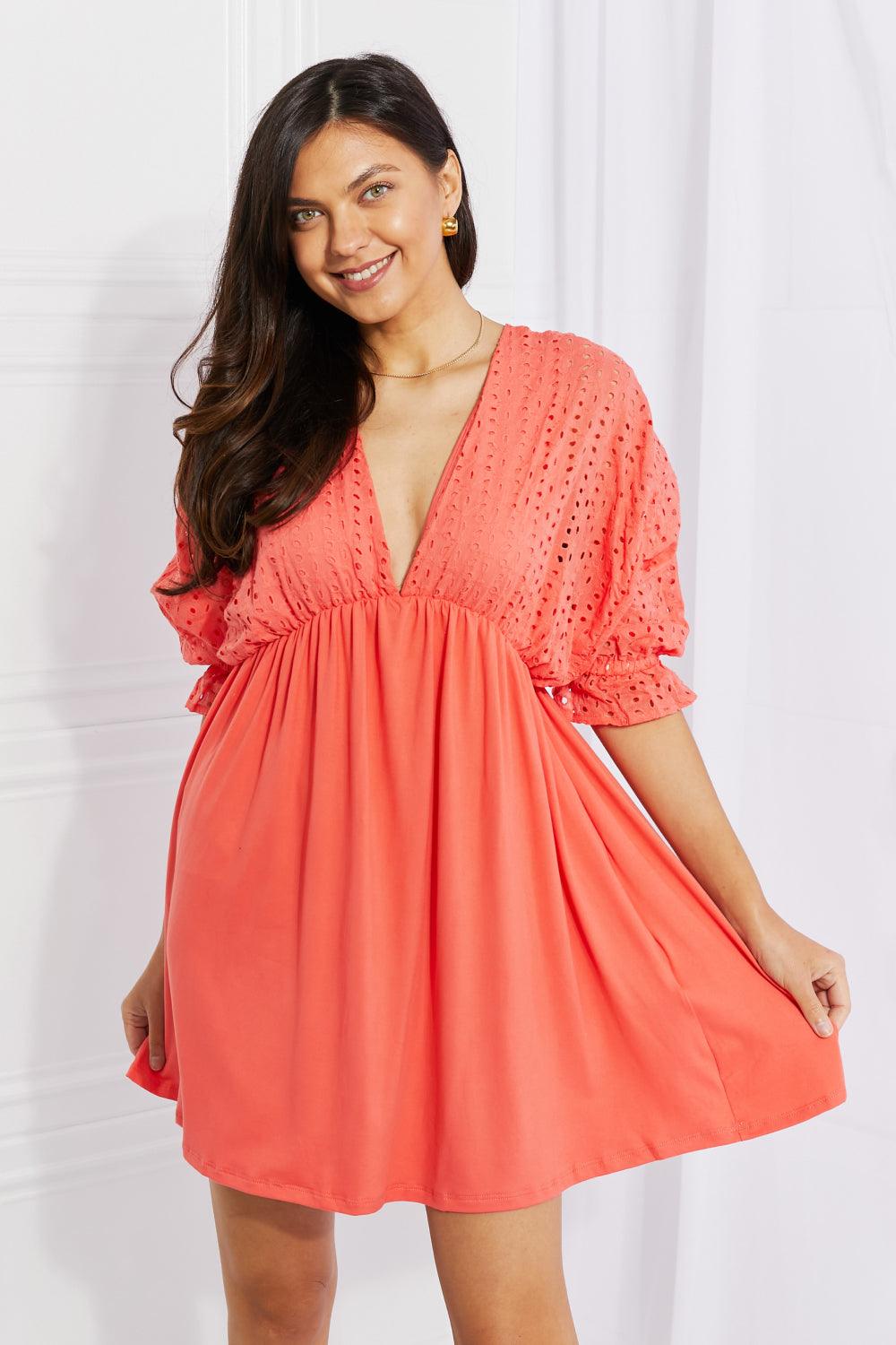 Ninexis Everyday Dreams Eyelet Contrast Dress Orange