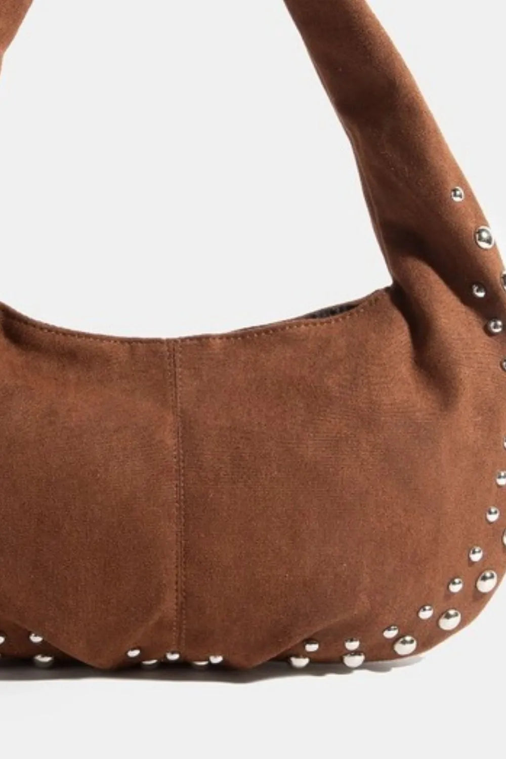 Fame Metallic Studded Faux Suede Hand Bag