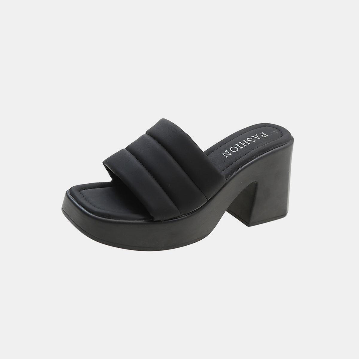 Open Toe Block Heel Sandals Black