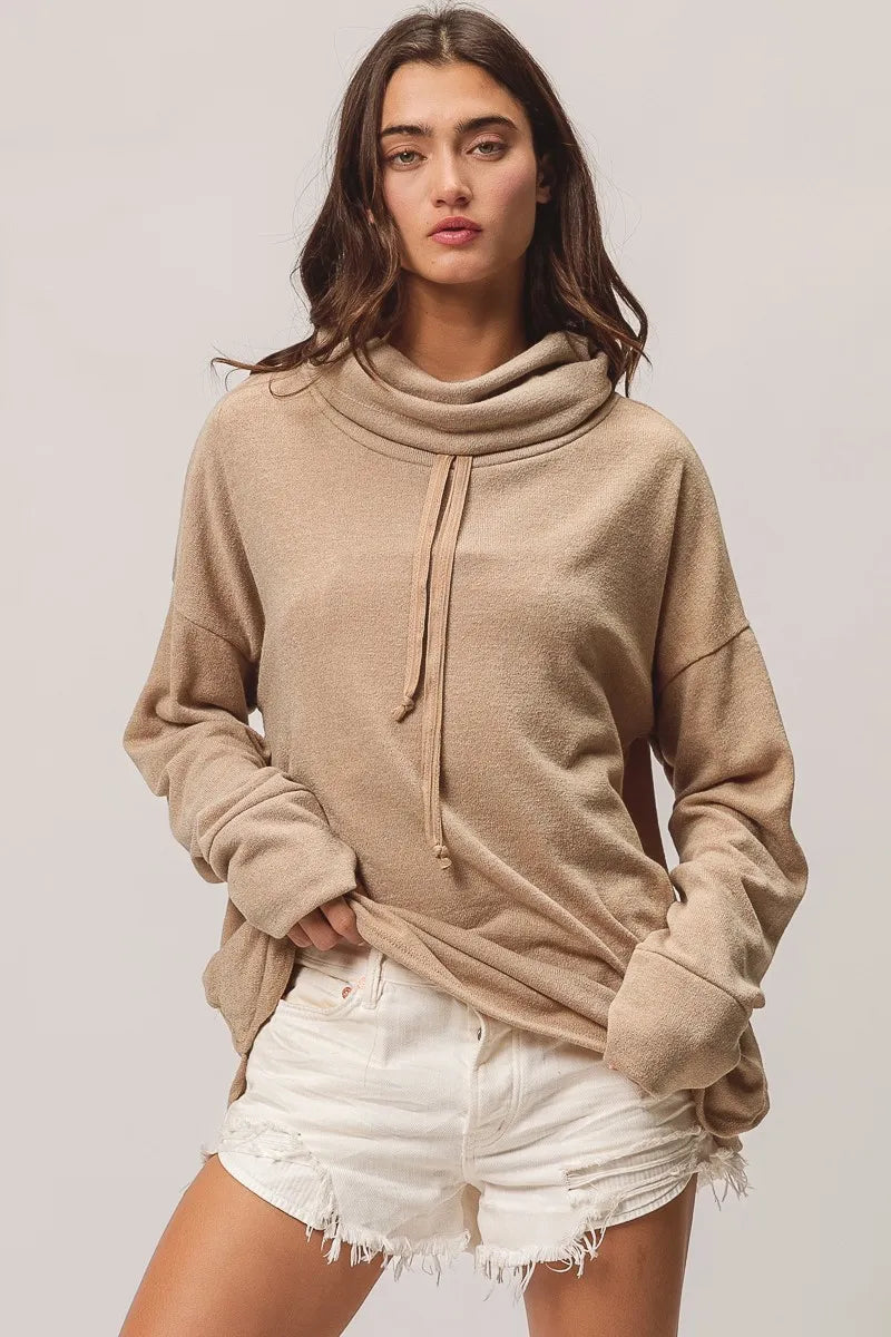 BiBi Solid Side Pocket Thumb Top TAUPE