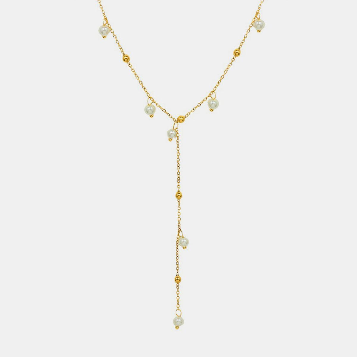 18K Gold-Plated Pearl Drop Necklace Gold One Size