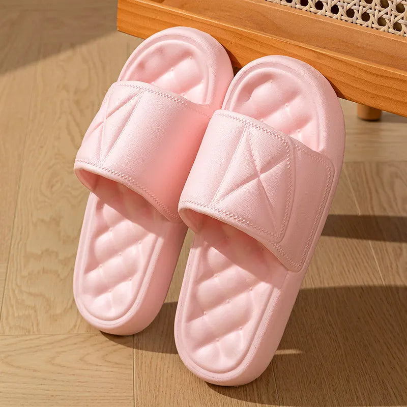 Open Toe Flats Slippers Blush Pink