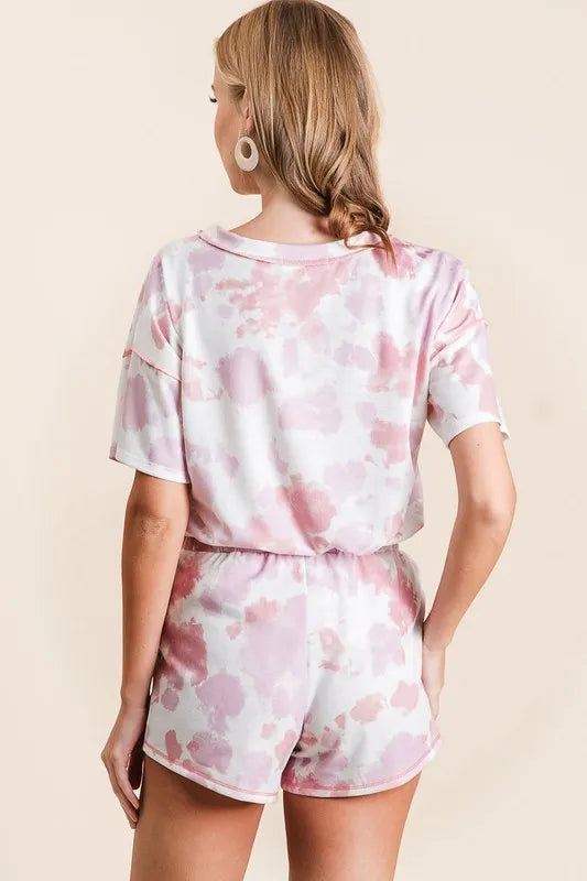 BiBi Tie Dye Print Terry Shorts With Side Pockets
