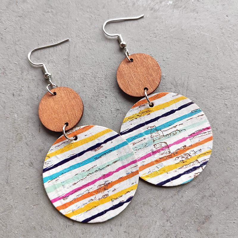 Round Shape Wooden Dangle Earrings Style A One Size