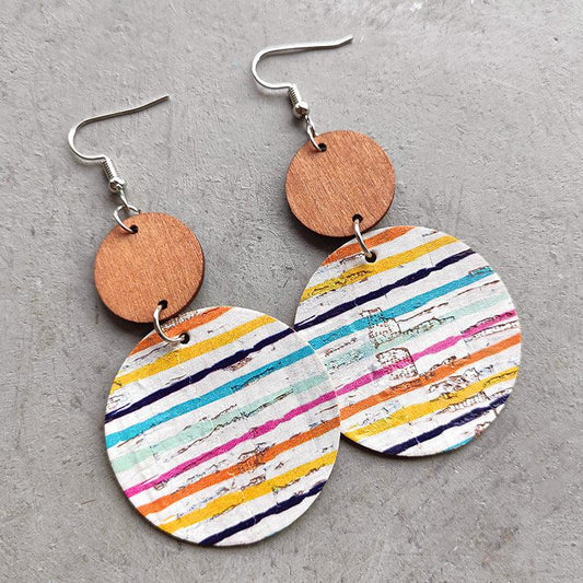 Round Shape Wooden Dangle Earrings Style A One Size