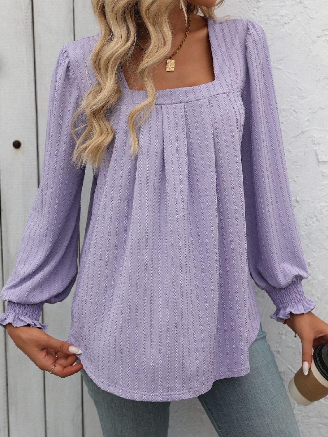 Mandy Square Neck Long Sleeve Top Lilac