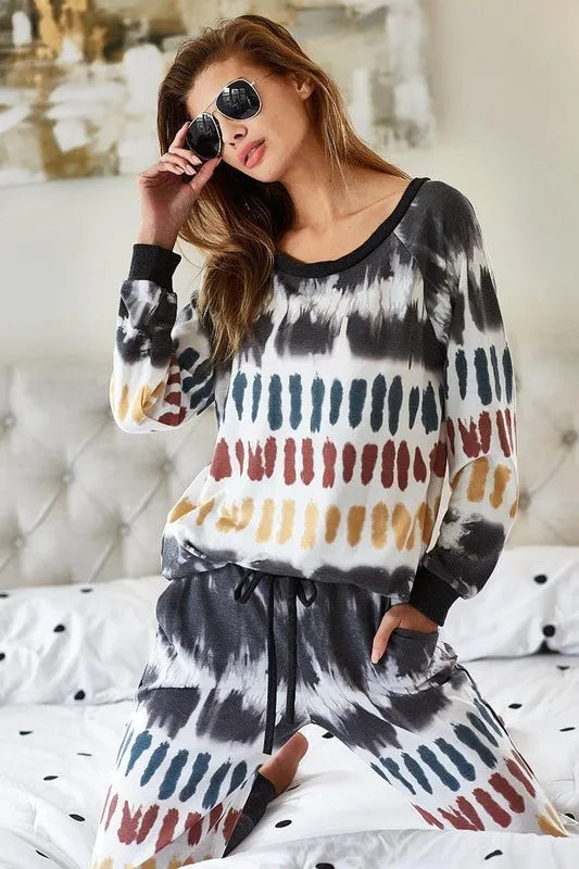BiBi Tie Dye Print French Terry Top